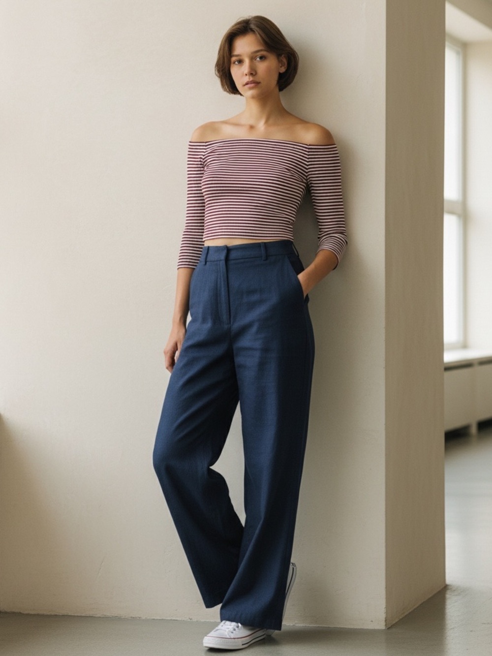 Ole by‎ Koton Off-Shoulder Striped top size M